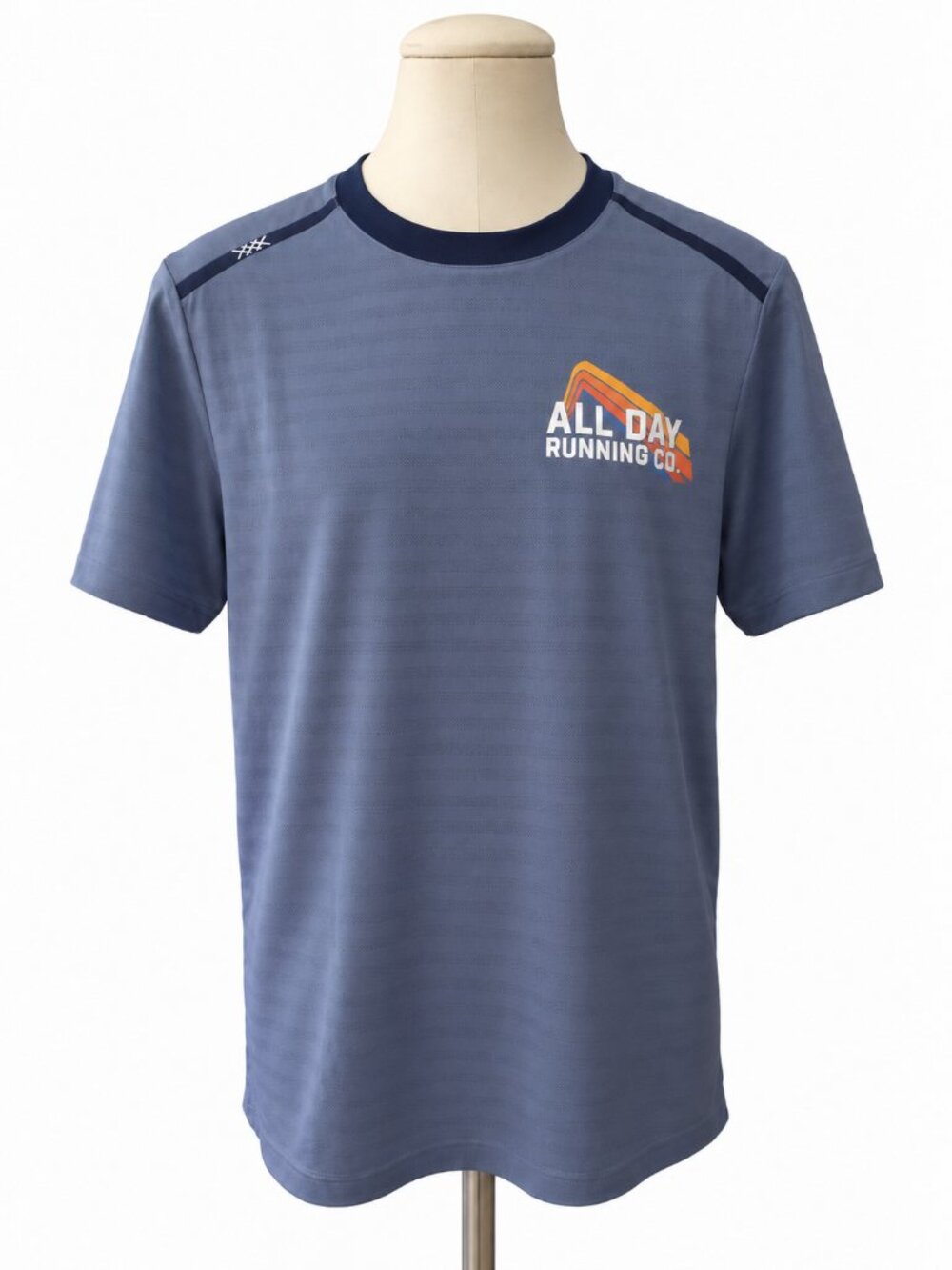 Rhone x All Day Running Co Mental Health Performance Running Shirt Blue Medium